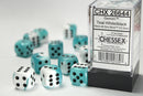 12D6 Gemini Teal - White w/ Black Dice Block - 16mm