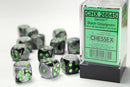12D6 Gemini Black - Grey w/ Green Dice Block - 16mm