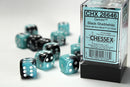 12D6 Gemini Black - Shell w/ White Dice Block - 16mm