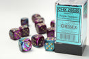 12D6 Gemini Purple - Teal w/ Gold Dice Block - 16mm