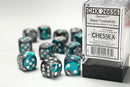 12D6 Gemini Steel - Teal w/ White Dice Block - 16mm