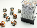 36D6 Gemini Copper - Steel w/ White Dice Block - 12mm