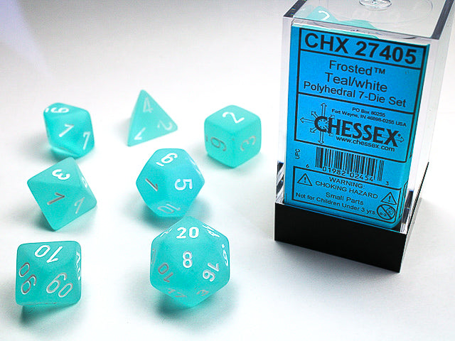Polyhedral Frosted Teal w/ White Dice Sets