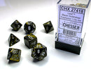 Polyhedral Leaf Black - Gold w/ Silver Dice Sets