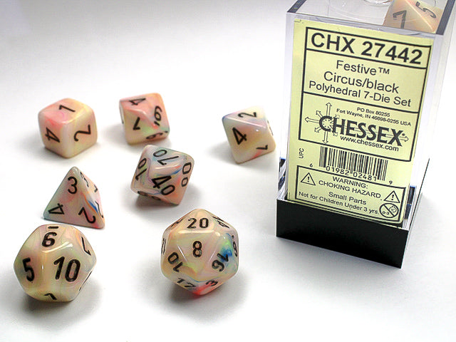 Polyhedral Festive Circus w/ Brown Dice Sets