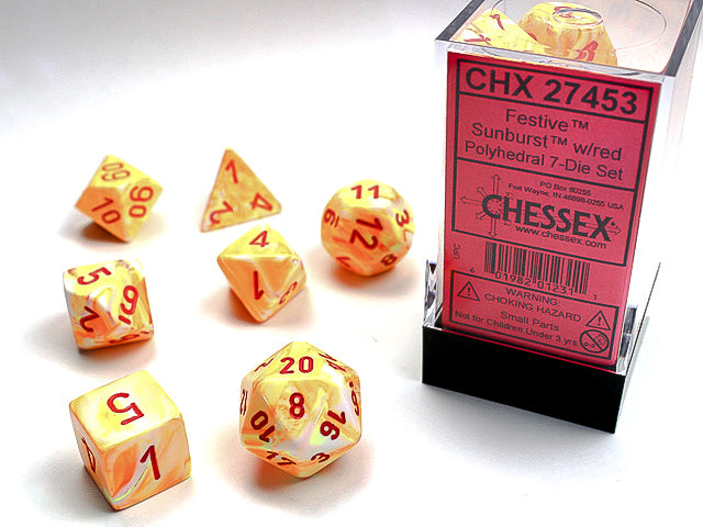 Polyhedral Festive Sunburst w/ Red Dice Sets