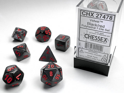 Polyhedral Velvet Black w/ Red Dice Sets