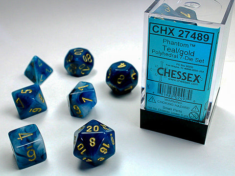 Polyhedral Phantom Teal w/ Gold Dice Sets