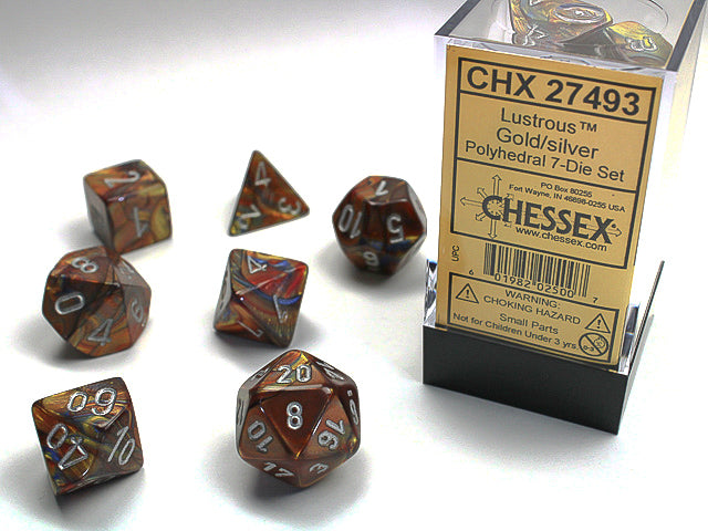Polyhedral Lustrous Gold w/ Silver Dice Sets