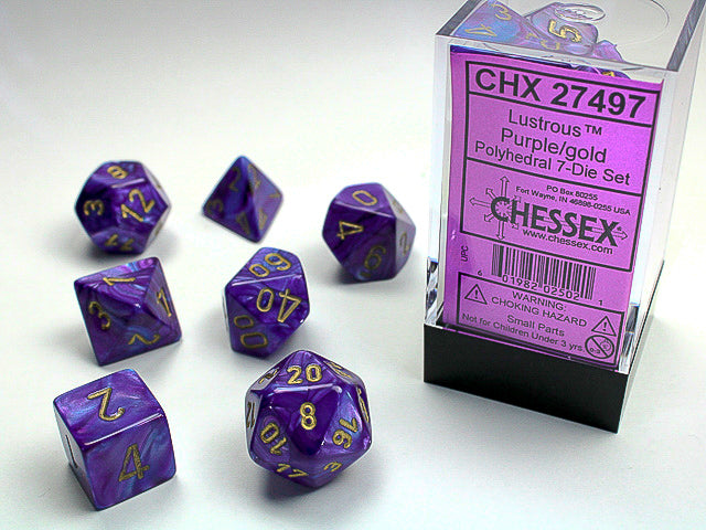 Polyhedral Lustrous Purple w/ Gold Dice Sets