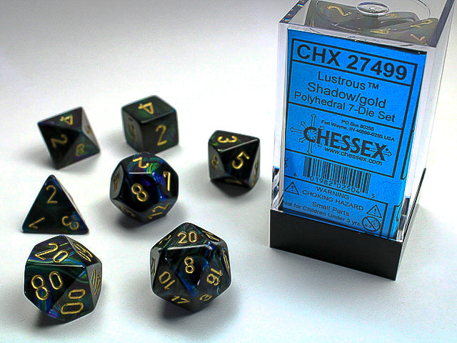 Polyhedral Lustrous Shadow w/ Gold Dice Sets