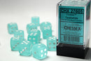12D6 Frosted Teal w/ White Dice Block - 16mm