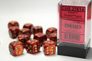 12D6 Scarab Scarlet w/ Gold Dice Block - 16mm