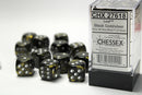 12D6 Leaf Black - Gold w/ Silver Dice Block - 16mm