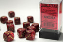 12D6 Vortex Burgundy / Gold Dice Block - 16mm