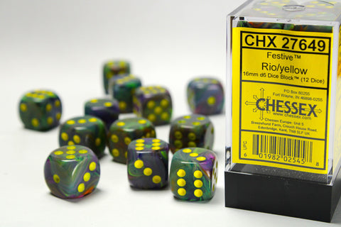 12D6 Festive Rio w/ Yellow Dice Block - 16mm