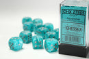 12D6 Cirrus Aqua w/ Silver Dice Block - 16mm
