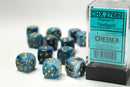 12D6 Phantom Teal w/ Gold Dice Block - 16mm