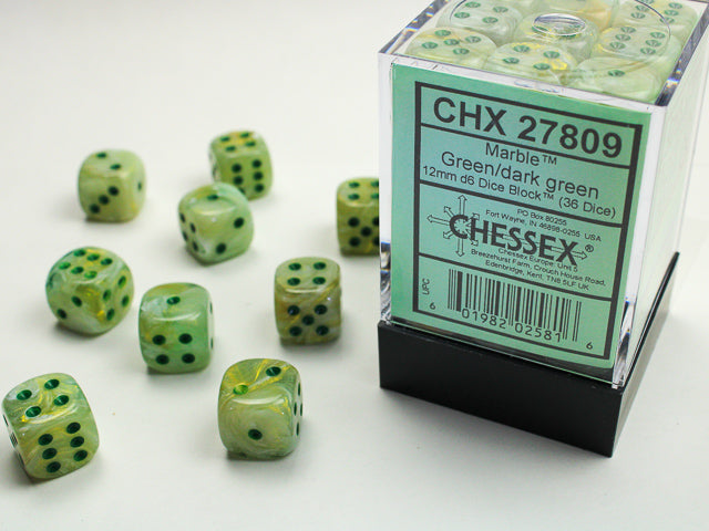 36D6 Marble Green w/ Dark Green Dice Block - 12mm
