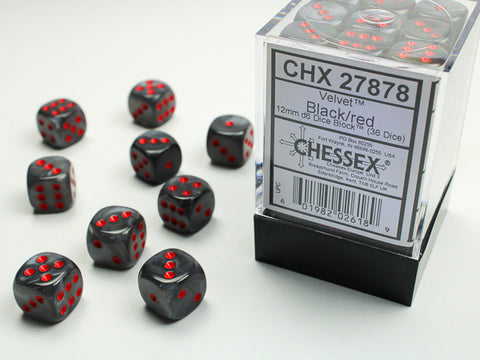 36D6 Velvet Black w/ Red Dice Block - 12mm