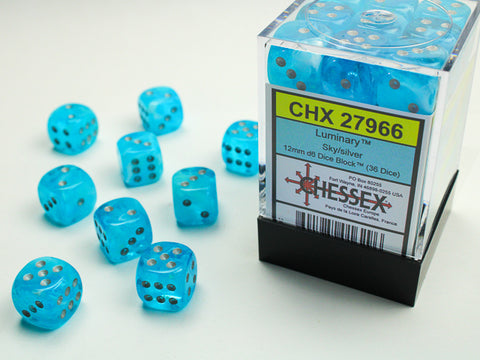 36D6 Luminary Sky / Silver Dice Block - 12mm