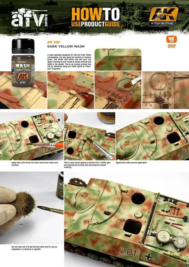 AK Interactive Wash For Dark Yellow Vehicles