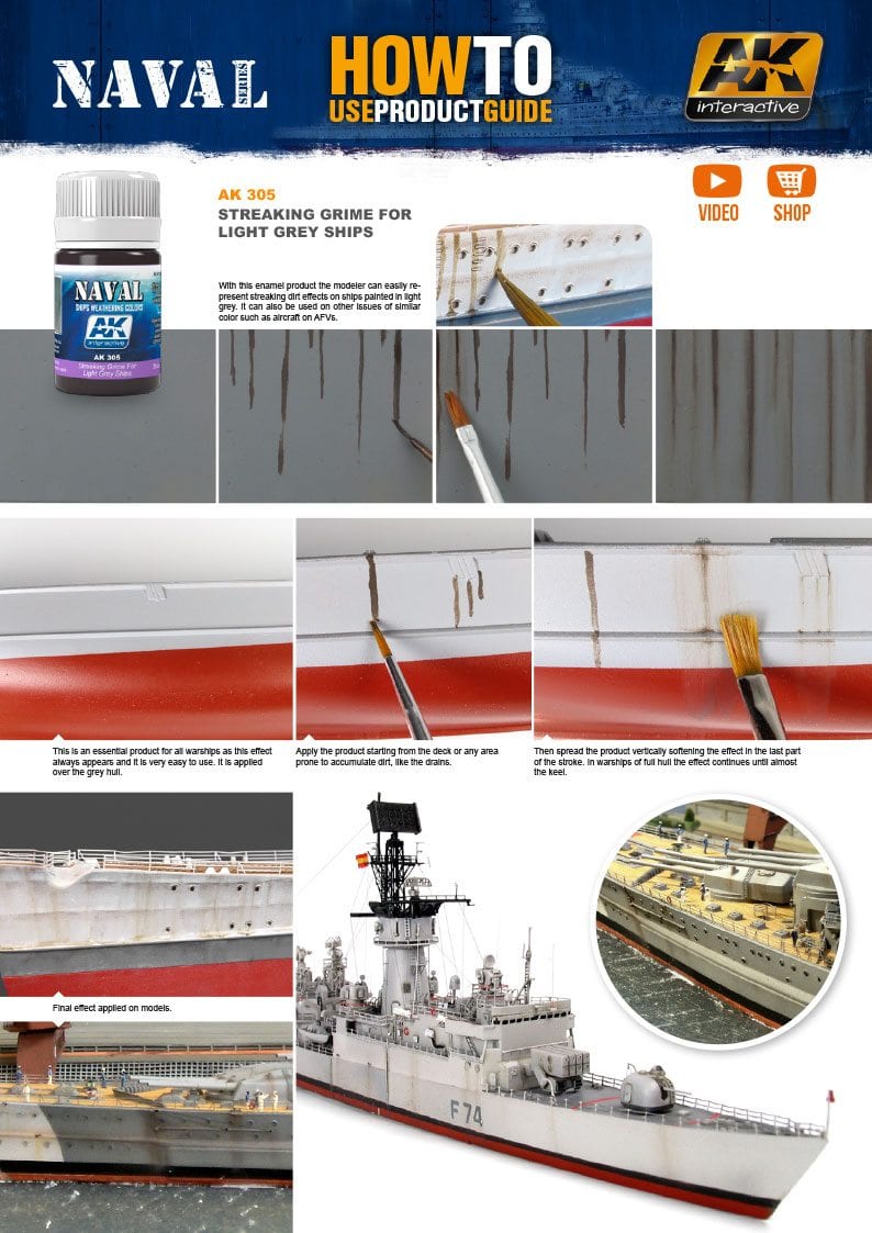 AK Interactive Streaking Grime For Light Grey Ships