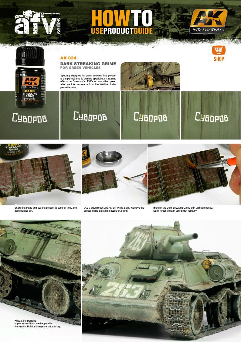 AK Interactive Streaking Grime For Dark Vehicles