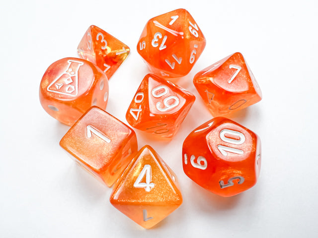 Chessex LAB Dice Polyhedral 7 Die Set - Blood Orange/White