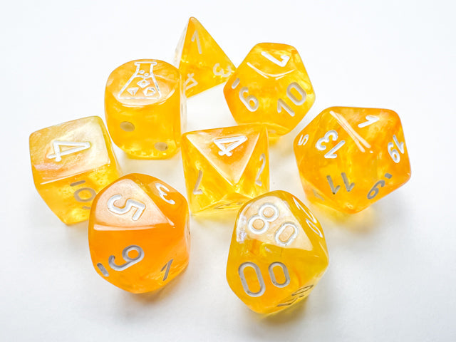 Chessex LAB Dice Polyhedral 7 Die Set - Canary/White