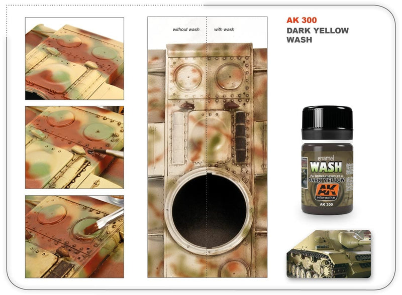 AK Interactive Wash For Dark Yellow Vehicles