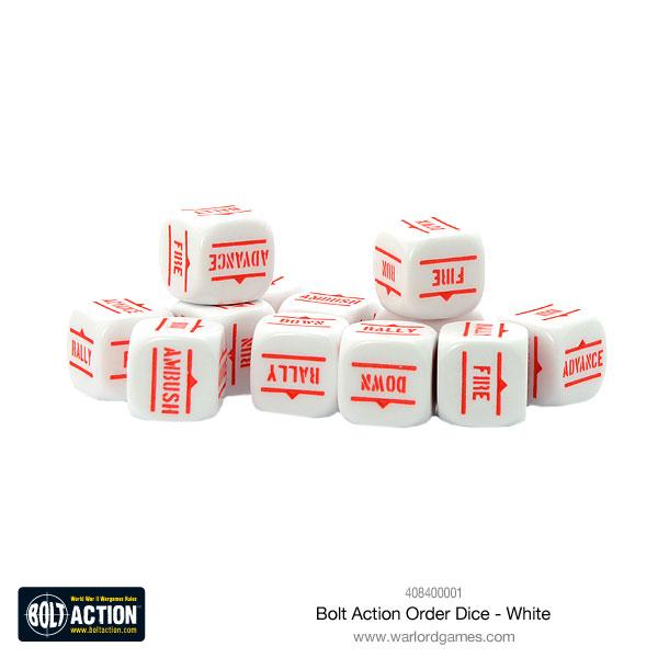 Bolt Action Orders Dice White