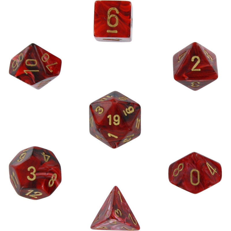 Polyhedral Vortex Burgandy / Gold Dice Sets