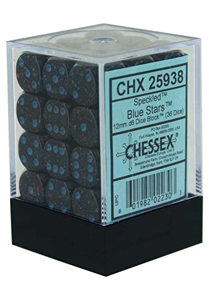 36D6 Speckled Blue Stars Dice Block - 12mm
