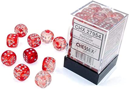 36D6 Nebula Red / Silver Dice Block - 12mm