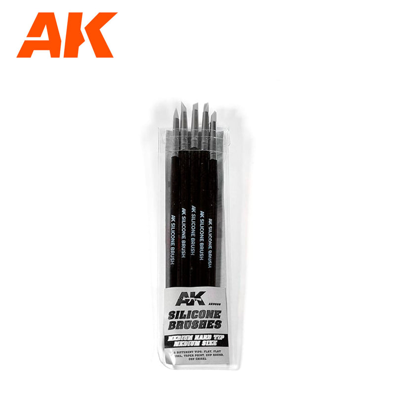 AK Silicone Brushes Medium Hard Tip Medium Size (5 Silicone Pencils)