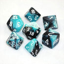 Polyhedral Gemini Black - Shell w/ White Dice Sets