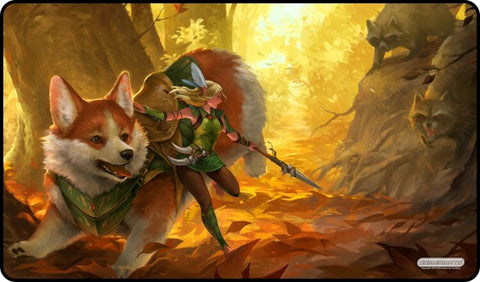 Corgi and Elf Stitched Edge Playmat