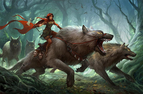 Dark Red Riding Hood Stitched Edge Playmat