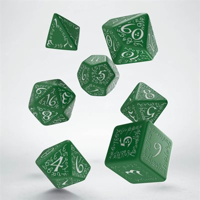 Elvish Polyhedral Green & White RPG Dice Set