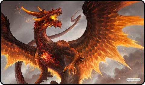 Red Crystal Dragon Stitched Edge Playmat