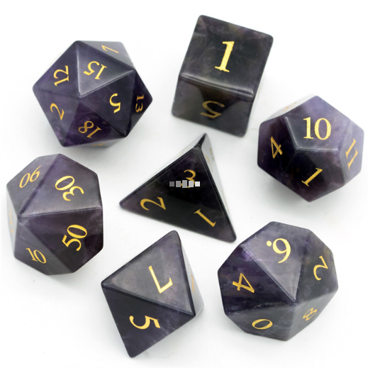 Amethyst Polyhedral Gemstone Dice Set