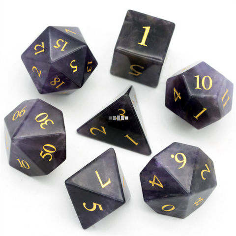 Amethyst Polyhedral Gemstone Dice Set