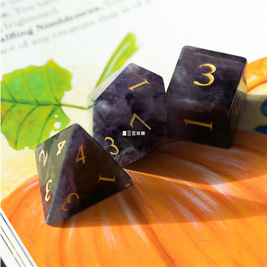 Amethyst Polyhedral Gemstone Dice Set
