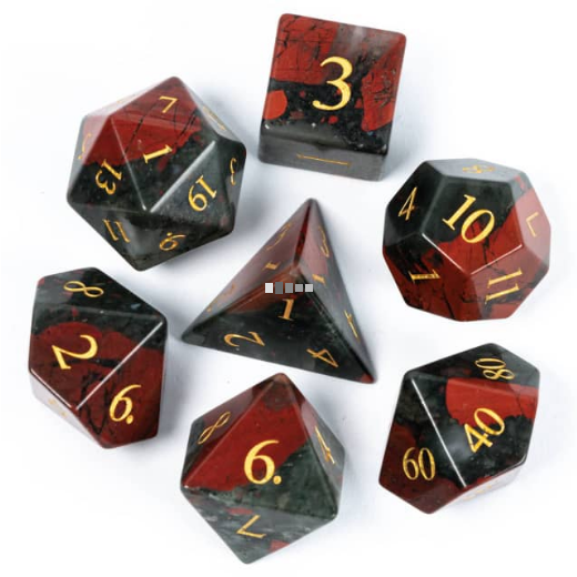 Blood Stone Polyhedral Gemstone Dice Set