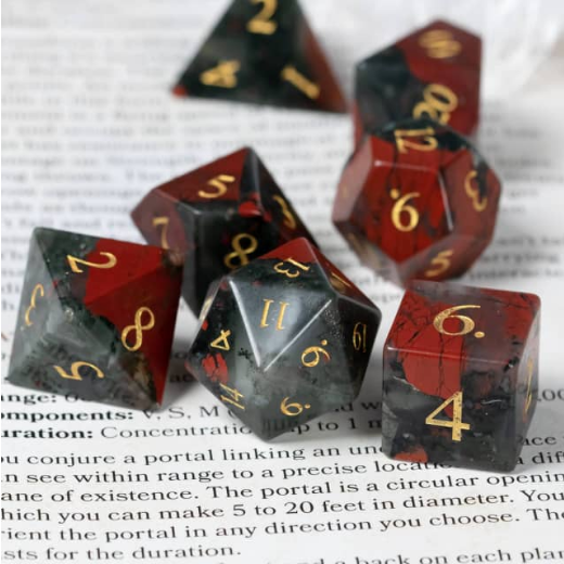Blood Stone Polyhedral Gemstone Dice Set