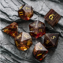 Amber Lutz Glass Polyhedral Gemstone Dice Set