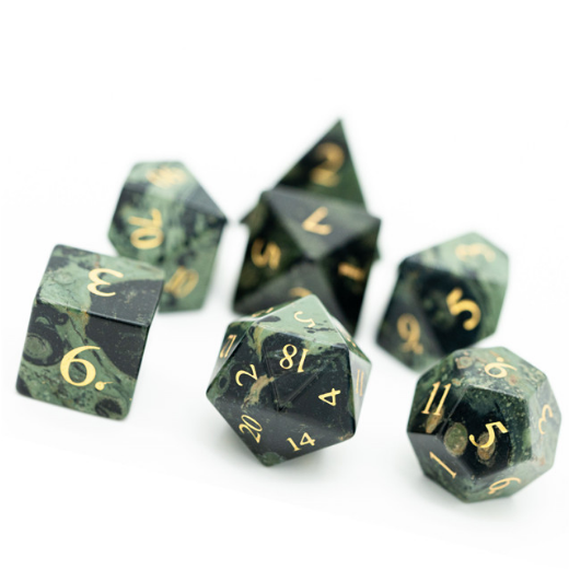 Kambaba Jasper Polyhedral Gemstone Dice Set