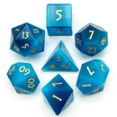 Blue Cat Eye Polyhedral Gemstone Dice Set