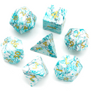 Marbled Turquoise Polyhedral Gemstone Dice Set